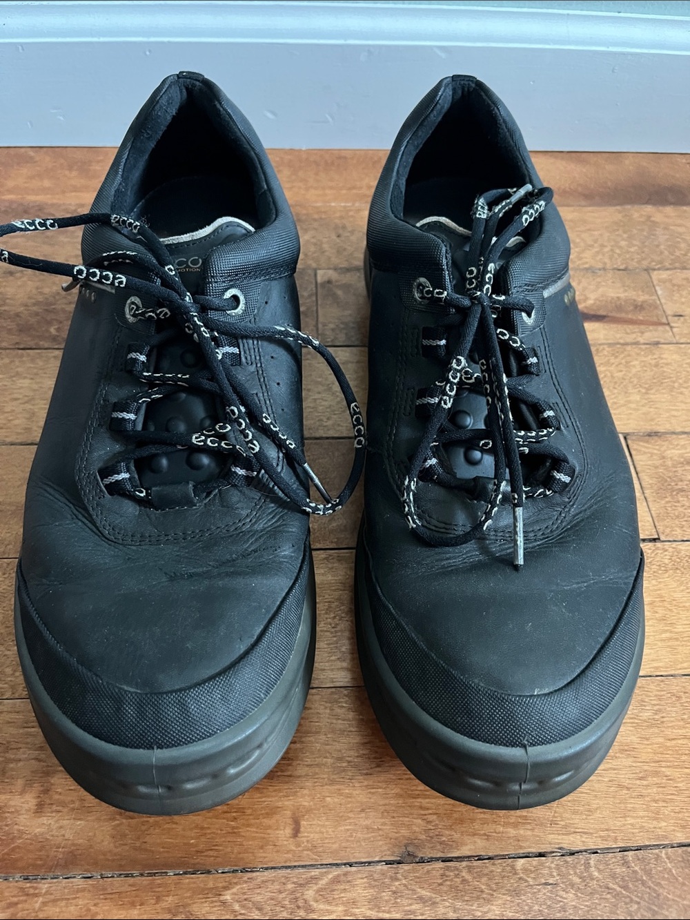 ECCO Natural Motion Hydromax Golf Shoes Black Leather Soft Spike Cleats - Picture 4 of 14